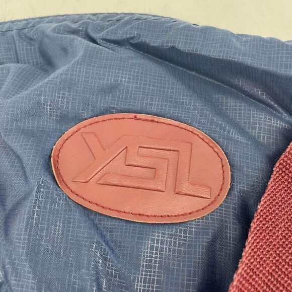 VTG Yves St Laurent Women's Nylon Zip Contrast Burgundy Handle Tote Bag Blue - Picture 10 of 10